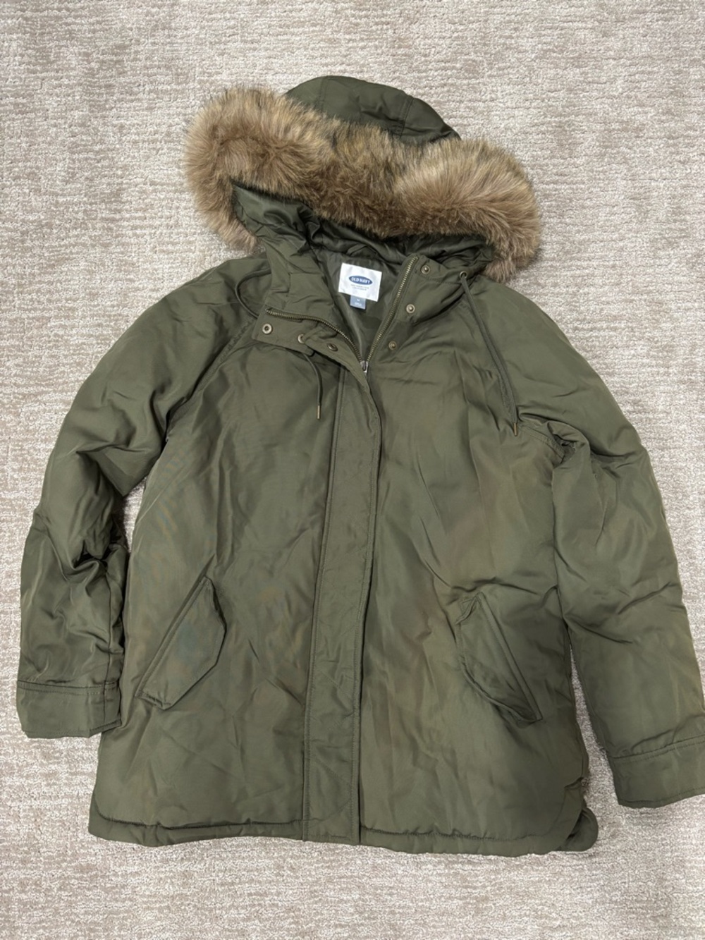 Old Navy Puffer Coat with Faux Fur Hood